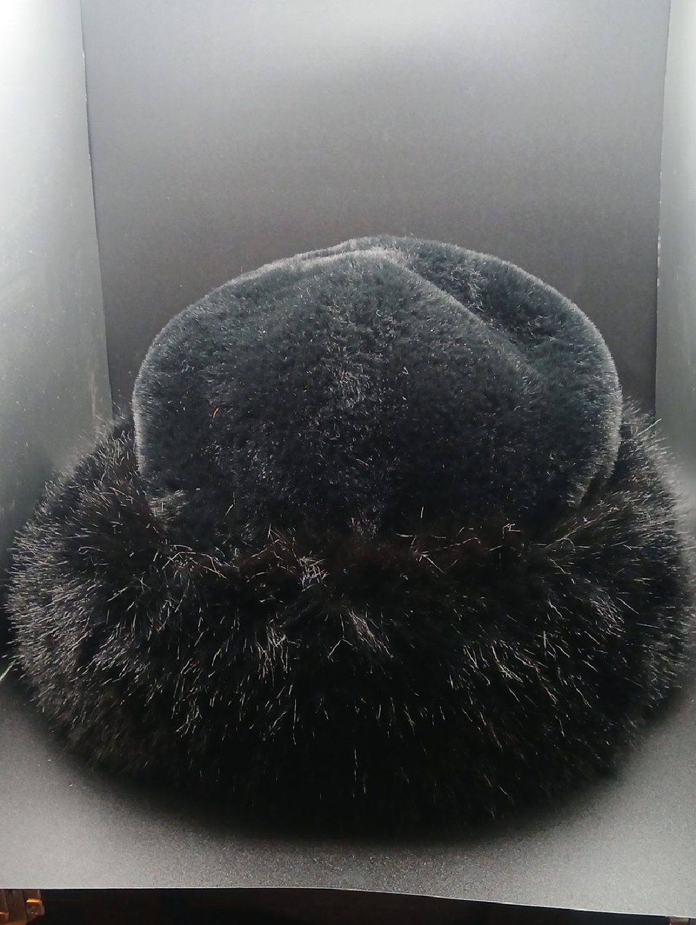 Black Russian Style Faux Fur Cossack Bucket Hat Elegant Warm